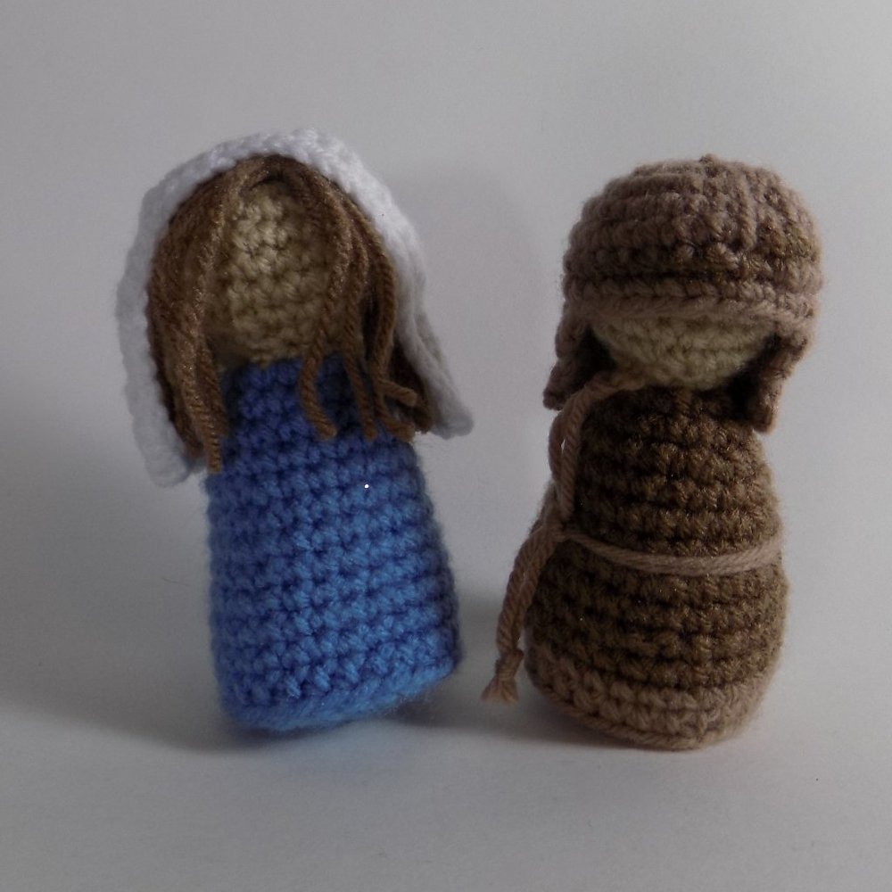 🌷5/25 SALE Handmade Crochet Nativity Mary & Joseph Set Christmas Lot Holiday